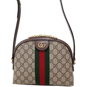 Gucci Ophidia Shoulder Bag Beige Ebony GG Supreme Canvas Brown